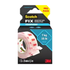 3M 410H-CLR-EU 7100337600 Scotch-Fix Clear 25mmX1.5m 1X24 product image 3M 410H-CLR-EU 7100337600 Scotch-Fix Clear 25mmX1.5m 1X24