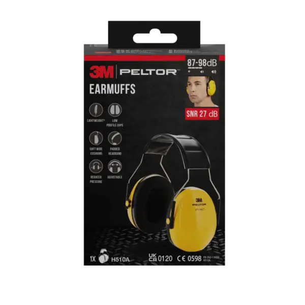 3M H510A-1 7100334982 Peltor Earmuffs Yellow 1X6