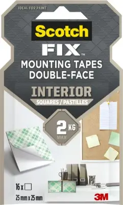 3M 4496-ST16-P 7100263584 SCOTCH FIX DOUBLDE SIDED MOUNTING SQURE 25MMX25MM 1X16 product image 3M 4496-ST16-P 7100263584 SCOTCH FIX DOUBLDE SIDED MOUNTING SQURE 25MMX25MM 1X16