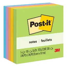 3M 654-5UC 7100230248 POST-IT NOTES, ASSORTED COLORS, 76 MM X 76 MM, 90 SHEETS 1X24 product image 3M 654-5UC 7100230248 POST-IT NOTES, ASSORTED COLORS, 76 MM X 76 MM, 90 SHEETS 1X24