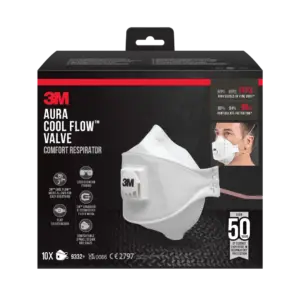 3M 9332-10 7100140880 Aura Disposable Particulate Respirator Valved Ffp3, 10 Each 1X60 product image 3M 9332-10 7100140880 Aura Disposable Particulate Respirator Valved Ffp3, 10 Each 1X60