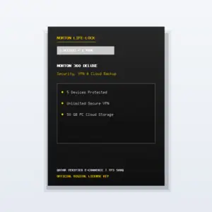 Norton 360 Deluxe with VPN & Dark Web Monitoring (5 Devices / 1 Year)