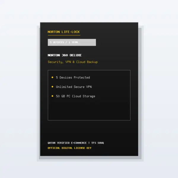 Norton-360-Deluxe Norton 360 Deluxe with VPN & Dark Web Monitoring (5 Devices / 1 Year)